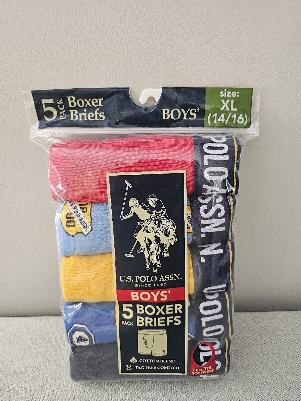 New US POLO ASSN. Big Boys Underwear Boxer Briefs 5 Pack XL